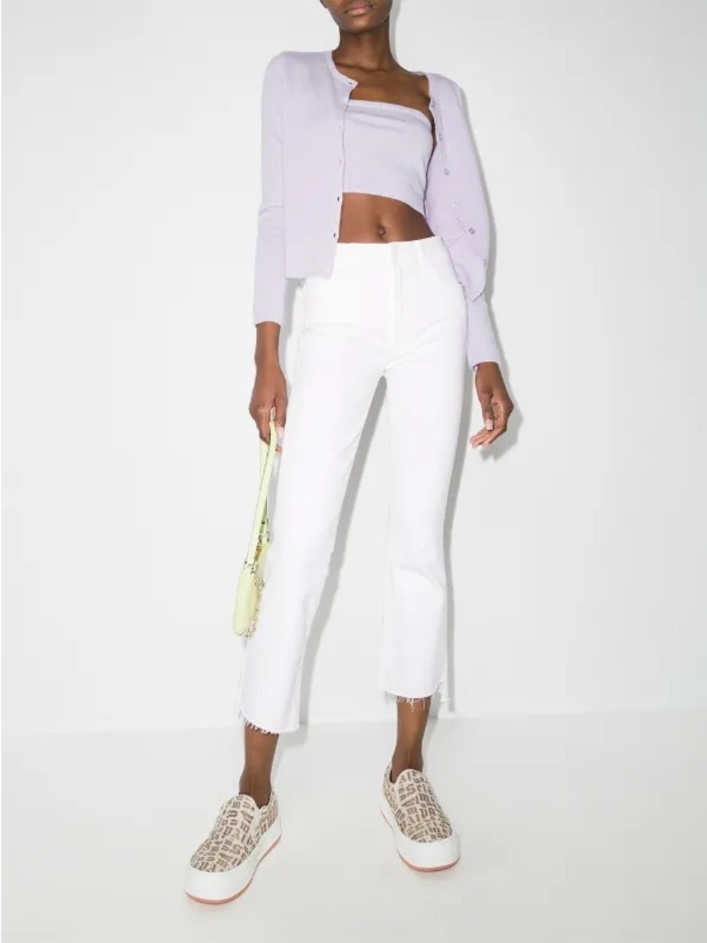 MOTHER The Insider Crop Step Fray Jeans “Fairest Of Them All” White Size 26
